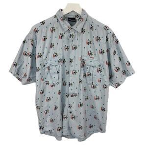 Vintage Gitano Patterned Button Up Short Sleeve Shirt - Men's Size M